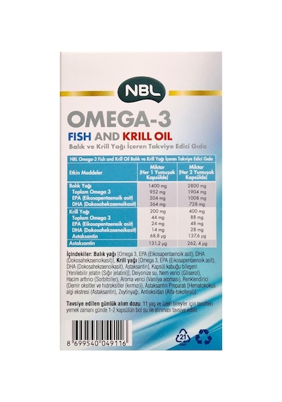Omega-3 Fish And Krill Oil, 50 Kapsül, Balık Ve Kril Yağı