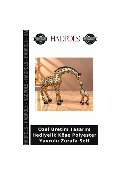 Özel Üretim Tasarım Hediyelik Köşe Polyester Yavrulu Zürafa Seti