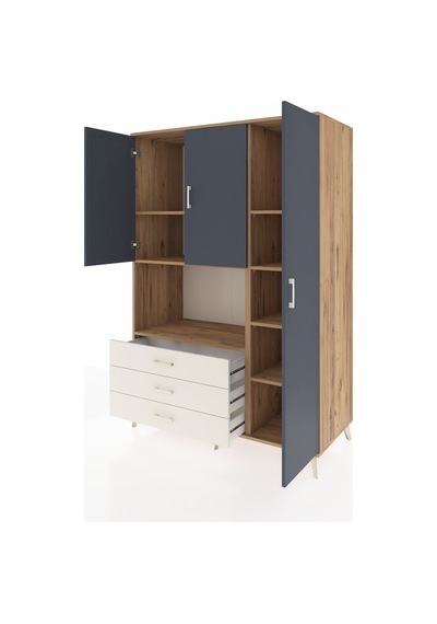 Kronos Dolap 7 Raflı 3 Çekmeceli 3 Kapaklı 132x59x195 Çam-ant... Çam