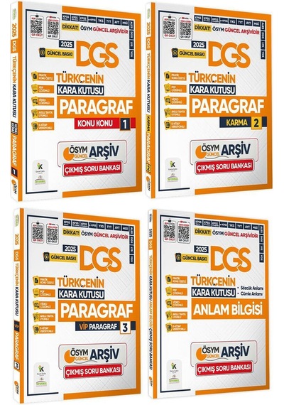 2025 Dgs Türkçenin Kara Kutusu Ösym Çıkmış Soru Bankası 4lü Set Konu Özetli Video/pdf Çözümlü