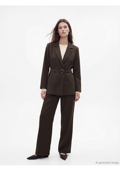 Lcw Modest Kahverengi Beli Kemerli Kadın Blazer Ceket