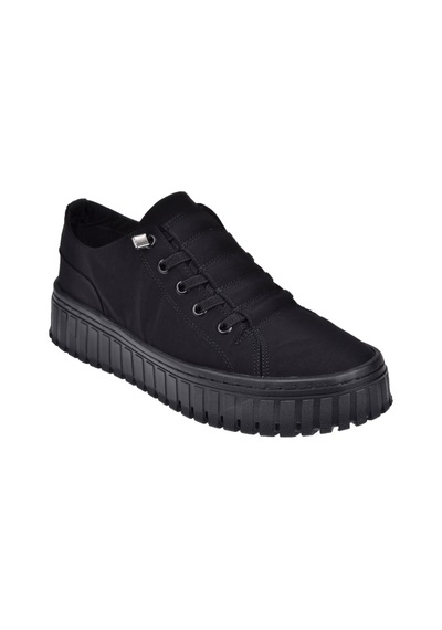 Gamelu Kalın Taban Kadın Spor Ayakkabı Sneaker Ek-canvas-z Siyah