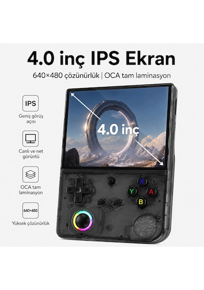 Rg 40xxv Taşınabilir El Oyun Konsolu, 4.0 İnç Ips Ekran, Retro Game Boy Psp Oyun Konsolu