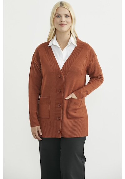 Sementa Oversize Cepli Triko Hırka - Kiremit Kiremit