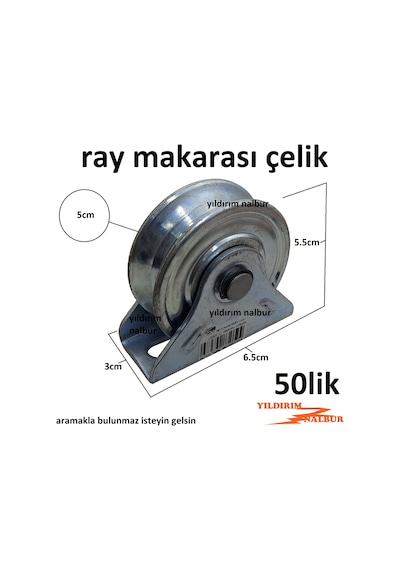 Ray Makarası 50 Lik Çelik Makara Sürgü Makarası Demir Kapı Tekeri