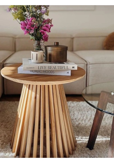 Wood Wooden Mantar Yan Sehpa Mushroom Side Table Ahşap