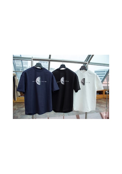 Wild Wood Garment Wild Wood "lunar Moon" Kabartılı Baskılı Premium Oversize T-shirt Siyah