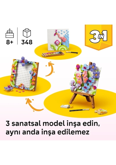 LEGO® Creator 3’ü 1 arada Çiçekli Tablo 31390 - 8+ Yaş için Çerçeve veya Palet ve Resim Olabilen Oyuncak Yapım Seti (348 Parça)
