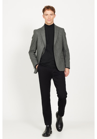 AC&Co / Altınyıldız Classics Erkek Haki Slim Fit Dar Kesim Mono Yaka Yünlü Ceket Haki