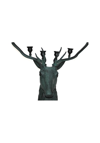 Metal Geyik Büstü Şamdan 136 Cm Çok Renkli
