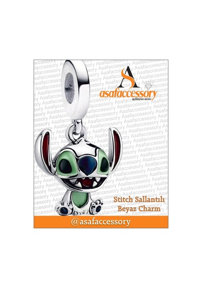 Stitch Sallantılı Beyaz Charm Asafaccessory Yeşil