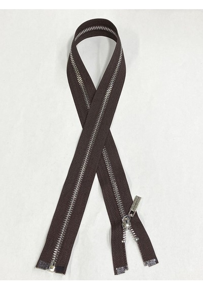 Demir Diş Kaban Mont Fermuarı / 70 Cm / Kahverengi / Gümüş Diş