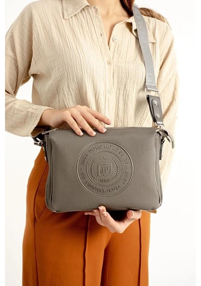 Just Polo Kadın Günlük Kullanıma Uygun Ayarlanabilir Askılı Lakoste Kumaş Şık Omuz Çantası Shopper Gri