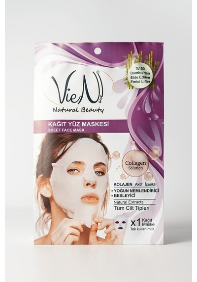 Vien Kağıt Yüz Maskesi Collagen + Yoğun Nemlendirici + Besleyici Tek Kullanımlık