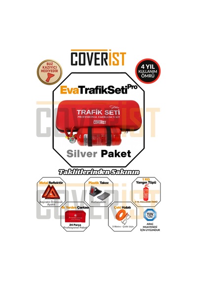 Eva Trafik Seti Plus - 1 Kg Yangın Tüpü - 4 Yıllık - Kırmızı - Silver Paket