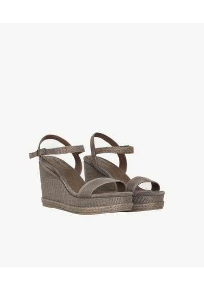 Yargıcı Tek Bantlı Tabanı Hasır Sargılı Süet Espadril 26ykay4020x 025 Vizon
