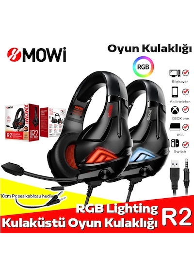 Xmowi R2 Gaming Mikrofonlu Rgb Oyuncu Kulaklılığı Gurultu Engelleyici Kulaklik- 5775 Belirtilmemiş