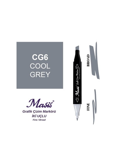 Çift Uçlu Marker Grafik Çizim Kalemi Cg6 Soğuk Gri