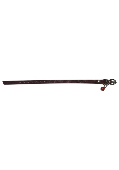 Bordo Renk Kendinden Desenli Derili 1 CM Metal Kilit Tokalı Zilli