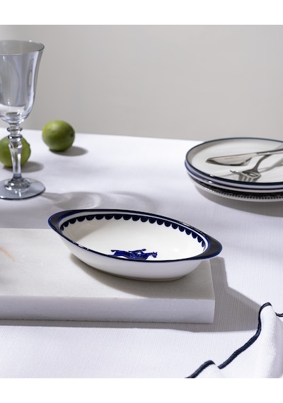 Madame Coco Reve Bleu Tierra Oval Tabak - 19 Cm - Mavi/beyaz 8684427225523 Çok Renkli