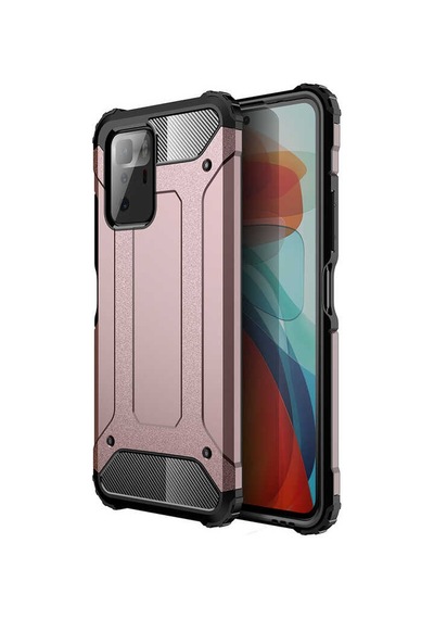 Noktaks - Poco X3 Gt Uyumlu - Kılıf Çift Katman Zırh Tank Crash Military Kapak - Rose Gold Rose Gold