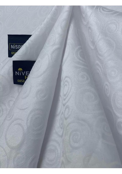 Nivemeshome 140x180 Beyaz Daire Sembol Leke Tutmaz Masa Örtüsü Beyaz