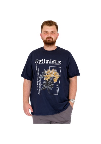 Mode Xl Büyük Beden Erkek T-shirt Bisiklet Yaka Optımıstıc U25028 İndigo İndigo