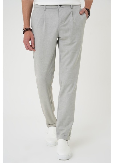 Efor Comfort Fit Beli Lastikli Pileli Gri Jogger Pantolon P 1182 Gri