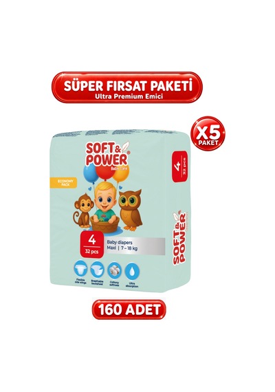 Bebek Bezi No:4 Maxi 7-18 Kg 32'li 5 Paket 4 Numara