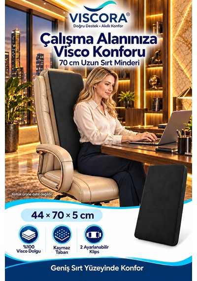 Visco Uzun Sırt Destek Minderi Müdür Ve Ofis Koltuğu İçin 70 Cm Sırt Yastığı