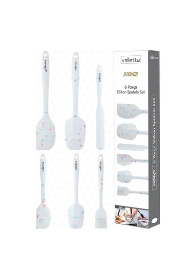 Drongo 6'lı Spatula Set Beyaz Renkli Noktalı
