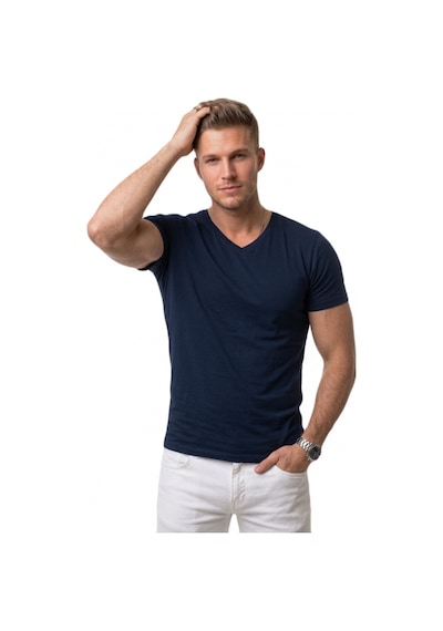 Deepsea Lacivert V Yaka Slim Fit Erkek Tişört 1801165 Lacivert Deepsea Lacivert V Yaka Slim Fit Erkek Tişört 1801165 Lacivert