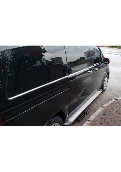 Mercedes Vito-W447 Krom Cam Alt Çıtaları 8 Parça Tek Sürgülü L2: