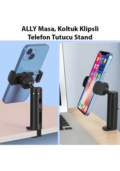 Ally Masa Koltuk Klipsli Telefon Tutucu Stand- 5775 Siyah