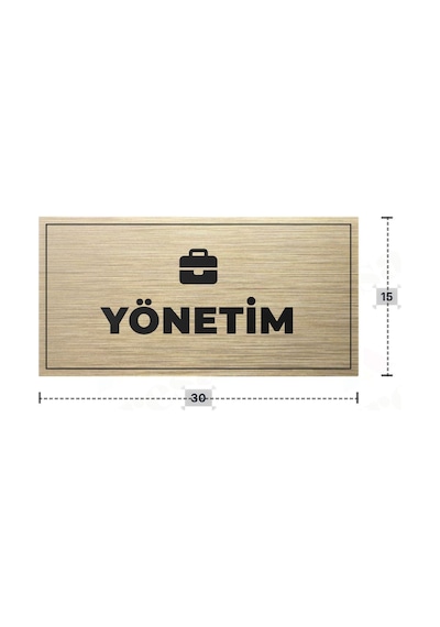 Yönetım Yazılı - Metal - Gold Renk - Kapı İsimliği - 30x15 Cm