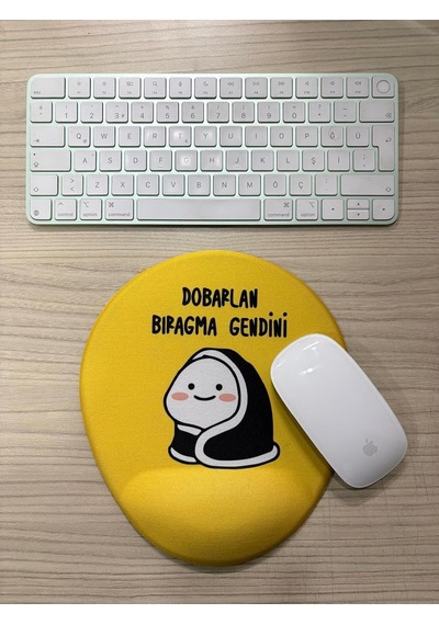 Dobarlan Bıragma Gendini Baskılı Bilek Destekli Oval Mouse Pad Sarı
