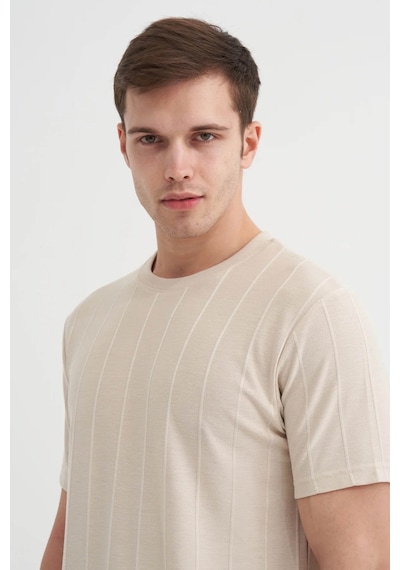 Cazador Bisiklet Yaka Bej Erkek T-shirt 4203 Bej
