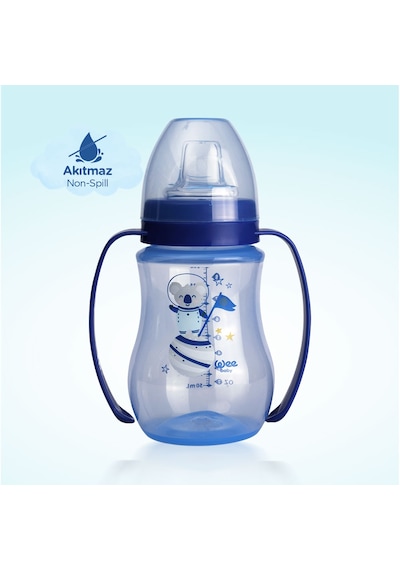 Wee Baby Kulplu Antikolik Akıtmaz Alıştırma Bardağı 250 ML Mavi