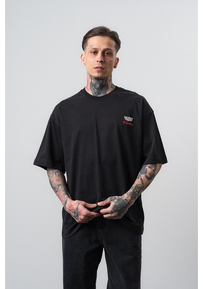 Respire Erkek Cadillac Baskılı Oversize T-shirt Siyah