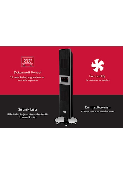 Simfer Sr2500 Single X Karbon Serisi Ip65 Suya-toza Dayanıklı Siyah Uzaktan Kumandalı İç/dış Mekan Isıtıcı