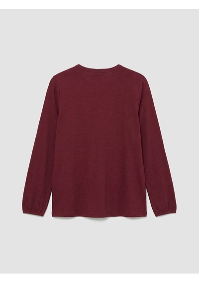 Lcw Grace Bordo Bisiklet Yaka Nakışlı Bluz