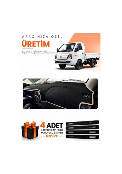 Hyundai H100 2020-2024 Uyumlu Torpido Koruma Örtüsü Oto Kılıfı - Siyah Bej