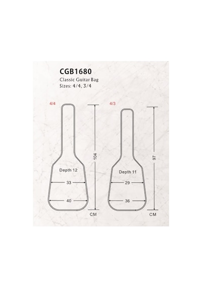 Valencıa Cgb1680 Klasik Gitar Kılıfı, Scale 4/4, Siyah+ Renk, 600d