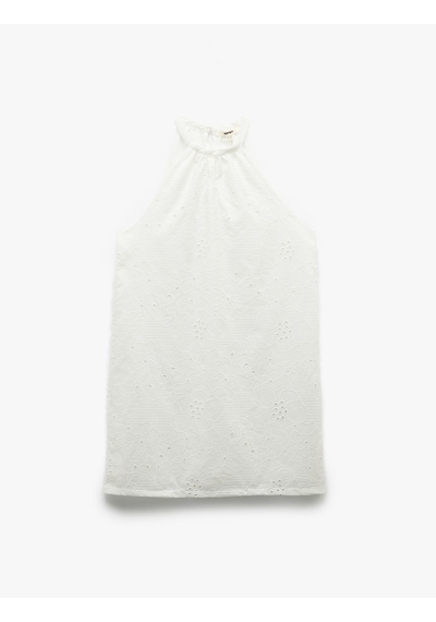 Koton Pamuklu Kolsuz Brodeli Fistolu Çiçekli Halter Yaka Mini Elbise Beyaz 5sak80301uw Beyaz Koton Pamuklu Kolsuz Brodeli Fistolu Çiçekli Halter Yaka Mini Elbise Beyaz 5sak80301uw Beyaz