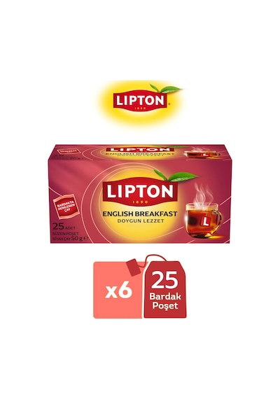 Lipton English Breakfast Siyah Bardak Poşet Çay 25li X 6 Adet