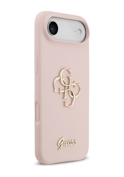 Apple Uyumlu iPhone 17 Air Kılıf Guess Lisanslı Grained Yazı Logolu Kapak Pembe