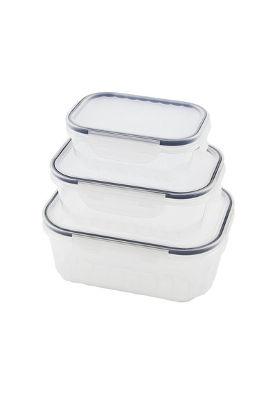 3pcs Quick Sızdırmaz Saklama Kabı Seti Şeffaf Kap - Buğulu-contalı Kapak 500-1000-1700ml 5570