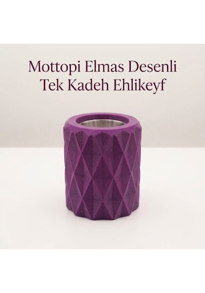 Mottopi Ehlikeyf Mor Elmas Desenli,1 Kadeh Yuvalı,metal İç Hazneli,termojelli Soğutucu-mor