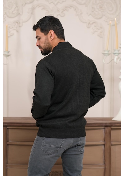Woolen World Pilot Yaka Fermuar Kapamalı Klasik Kesim Astarlı Çelik Örgü Hırka Antrasit Woolen World Pilot Yaka Fermuar Kapamalı Klasik Kesim Astarlı Çelik Örgü Hırka Antrasit