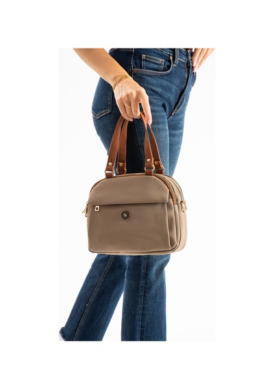 Sanmorris Kadın Suni Deri Ayarlanabilir Çapraz Askılı Smart Casual Omuz Ve El Çantası Vizon
